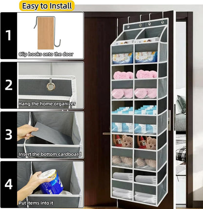 5 Tier Over the Door Organizer with 20 Pockets (Gray)