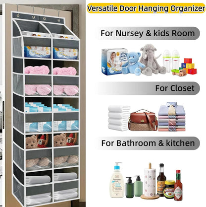 5 Tier Over the Door Organizer with 20 Pockets (Gray)