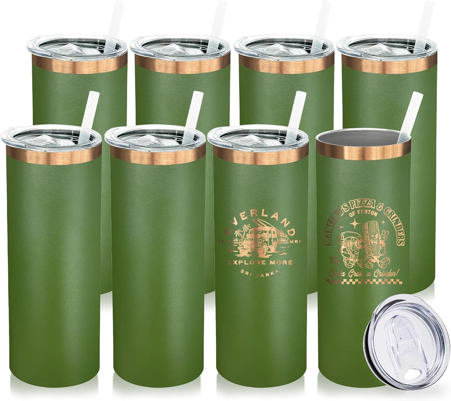 20 oz Skinny Tumblers Bulk with Lids and Straws Black,1 pack | Stainless Steel Insulated Tumbler, Double Wall Vaccum Travel Coffee Mug, Keep Drinks Cold&Hot, Powder Coated, Laser Engrave