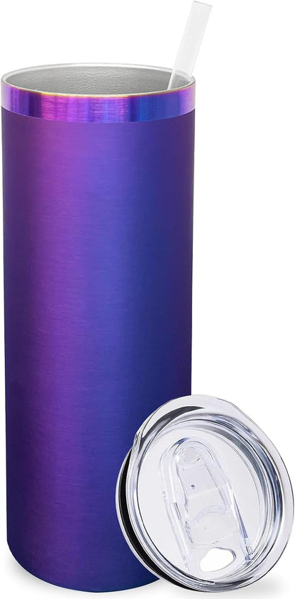 20 oz Skinny Tumblers Bulk with Lids and Straws Black,1 pack | Stainless Steel Insulated Tumbler, Double Wall Vaccum Travel Coffee Mug, Keep Drinks Cold&Hot, Powder Coated, Laser Engrave