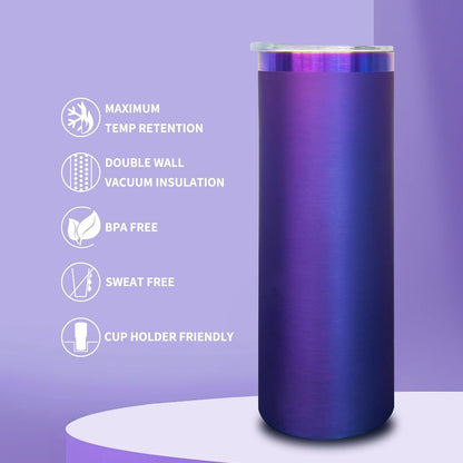 20 oz Skinny Tumblers Bulk with Lids and Straws Black,1 pack | Stainless Steel Insulated Tumbler, Double Wall Vaccum Travel Coffee Mug, Keep Drinks Cold&Hot, Powder Coated, Laser Engrave