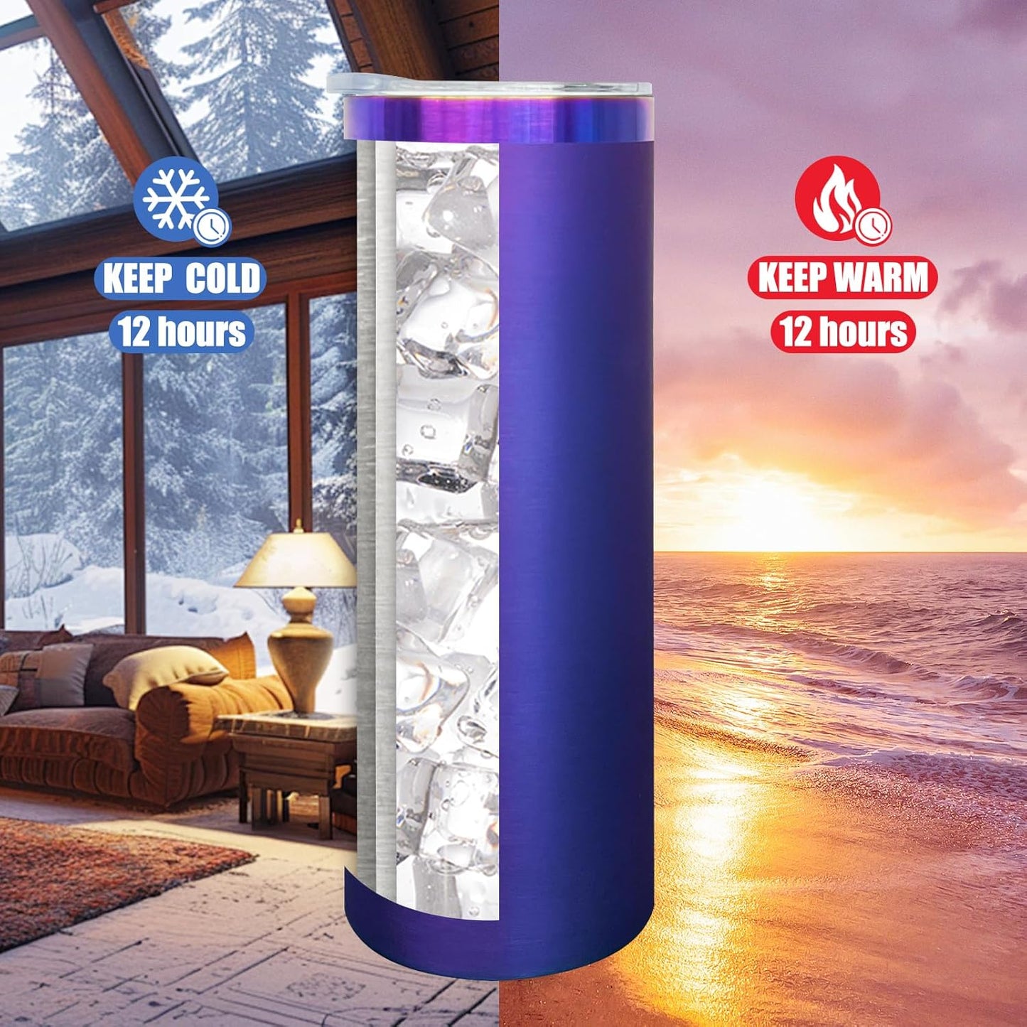 20 oz Skinny Tumblers Bulk with Lids and Straws Black,1 pack | Stainless Steel Insulated Tumbler, Double Wall Vaccum Travel Coffee Mug, Keep Drinks Cold&Hot, Powder Coated, Laser Engrave