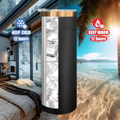20 oz Skinny Tumblers Bulk with Lids and Straws Black,1 pack | Stainless Steel Insulated Tumbler, Double Wall Vaccum Travel Coffee Mug, Keep Drinks Cold&Hot, Powder Coated, Laser Engrave