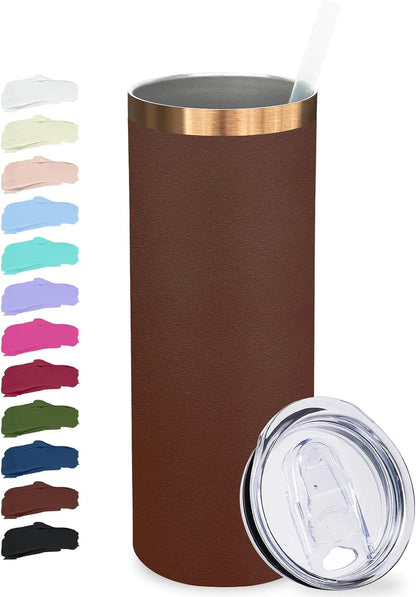 20 oz Skinny Tumblers Bulk with Lids and Straws Black,1 pack | Stainless Steel Insulated Tumbler, Double Wall Vaccum Travel Coffee Mug, Keep Drinks Cold&Hot, Powder Coated, Laser Engrave