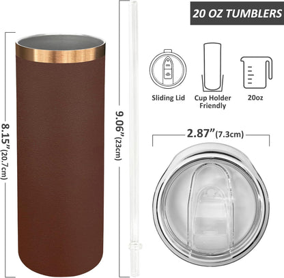 20 oz Skinny Tumblers Bulk with Lids and Straws Black,1 pack | Stainless Steel Insulated Tumbler, Double Wall Vaccum Travel Coffee Mug, Keep Drinks Cold&Hot, Powder Coated, Laser Engrave