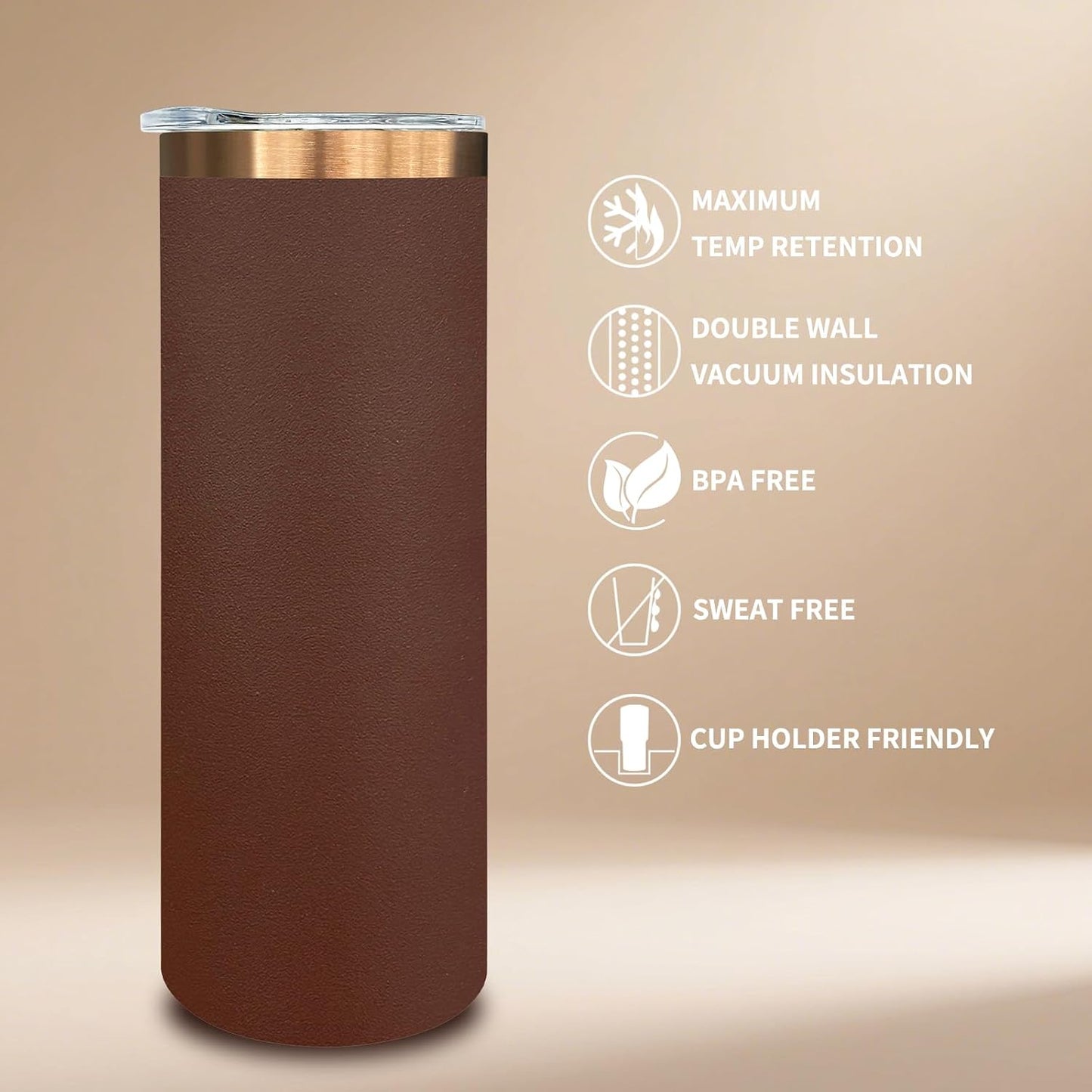 20 oz Skinny Tumblers Bulk with Lids and Straws Black,1 pack | Stainless Steel Insulated Tumbler, Double Wall Vaccum Travel Coffee Mug, Keep Drinks Cold&Hot, Powder Coated, Laser Engrave