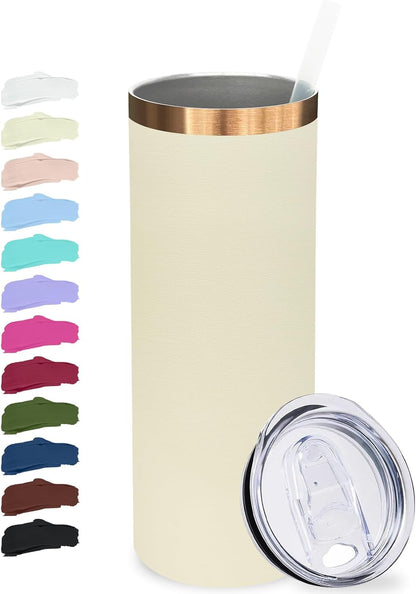20 oz Skinny Tumblers Bulk with Lids and Straws Black,1 pack | Stainless Steel Insulated Tumbler, Double Wall Vaccum Travel Coffee Mug, Keep Drinks Cold&Hot, Powder Coated, Laser Engrave
