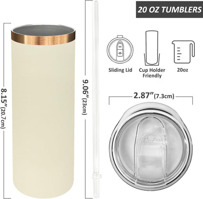 20 oz Skinny Tumblers Bulk with Lids and Straws Black,1 pack | Stainless Steel Insulated Tumbler, Double Wall Vaccum Travel Coffee Mug, Keep Drinks Cold&Hot, Powder Coated, Laser Engrave