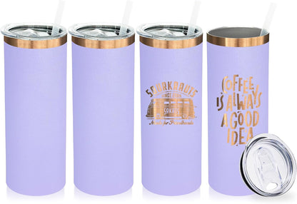 20 oz Skinny Tumblers Bulk with Lids and Straws Black,1 pack | Stainless Steel Insulated Tumbler, Double Wall Vaccum Travel Coffee Mug, Keep Drinks Cold&Hot, Powder Coated, Laser Engrave