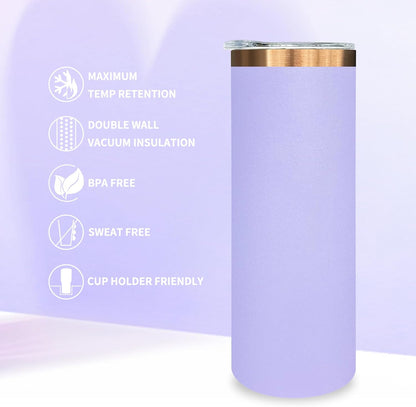 20 oz Skinny Tumblers Bulk with Lids and Straws Black,1 pack | Stainless Steel Insulated Tumbler, Double Wall Vaccum Travel Coffee Mug, Keep Drinks Cold&Hot, Powder Coated, Laser Engrave