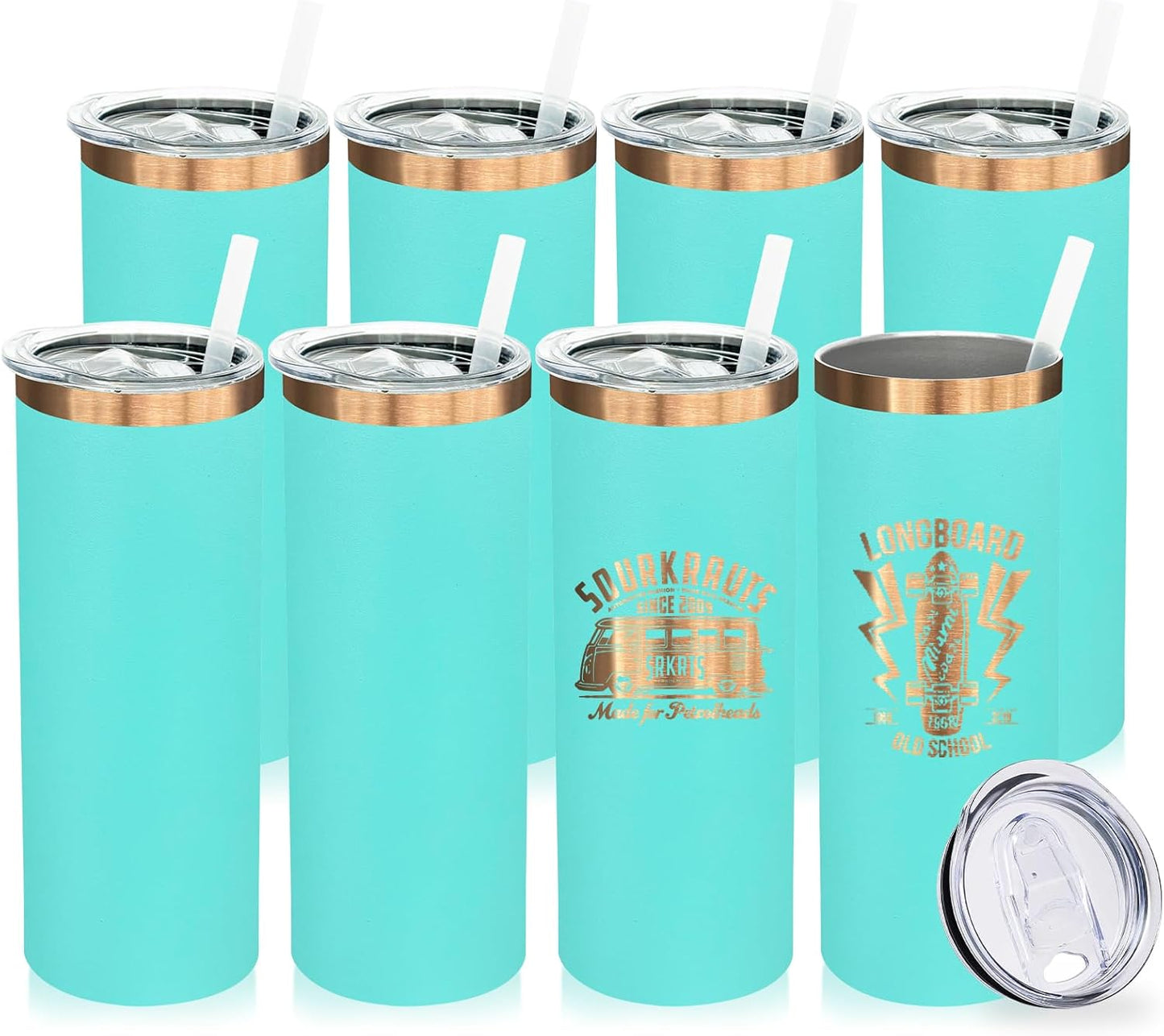 20 oz Skinny Tumblers Bulk with Lids and Straws Black,1 pack | Stainless Steel Insulated Tumbler, Double Wall Vaccum Travel Coffee Mug, Keep Drinks Cold&Hot, Powder Coated, Laser Engrave