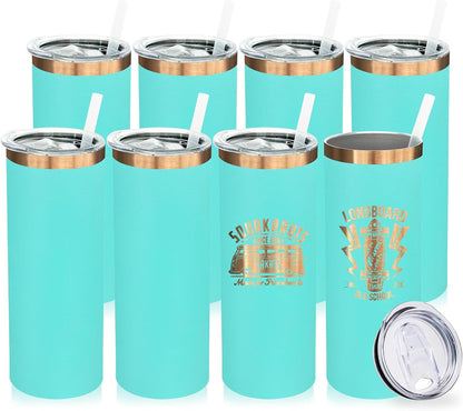 20 oz Skinny Tumblers Bulk with Lids and Straws Black,1 pack | Stainless Steel Insulated Tumbler, Double Wall Vaccum Travel Coffee Mug, Keep Drinks Cold&Hot, Powder Coated, Laser Engrave