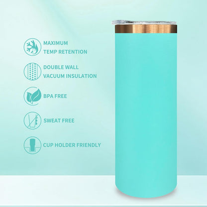 20 oz Skinny Tumblers Bulk with Lids and Straws Black,1 pack | Stainless Steel Insulated Tumbler, Double Wall Vaccum Travel Coffee Mug, Keep Drinks Cold&Hot, Powder Coated, Laser Engrave