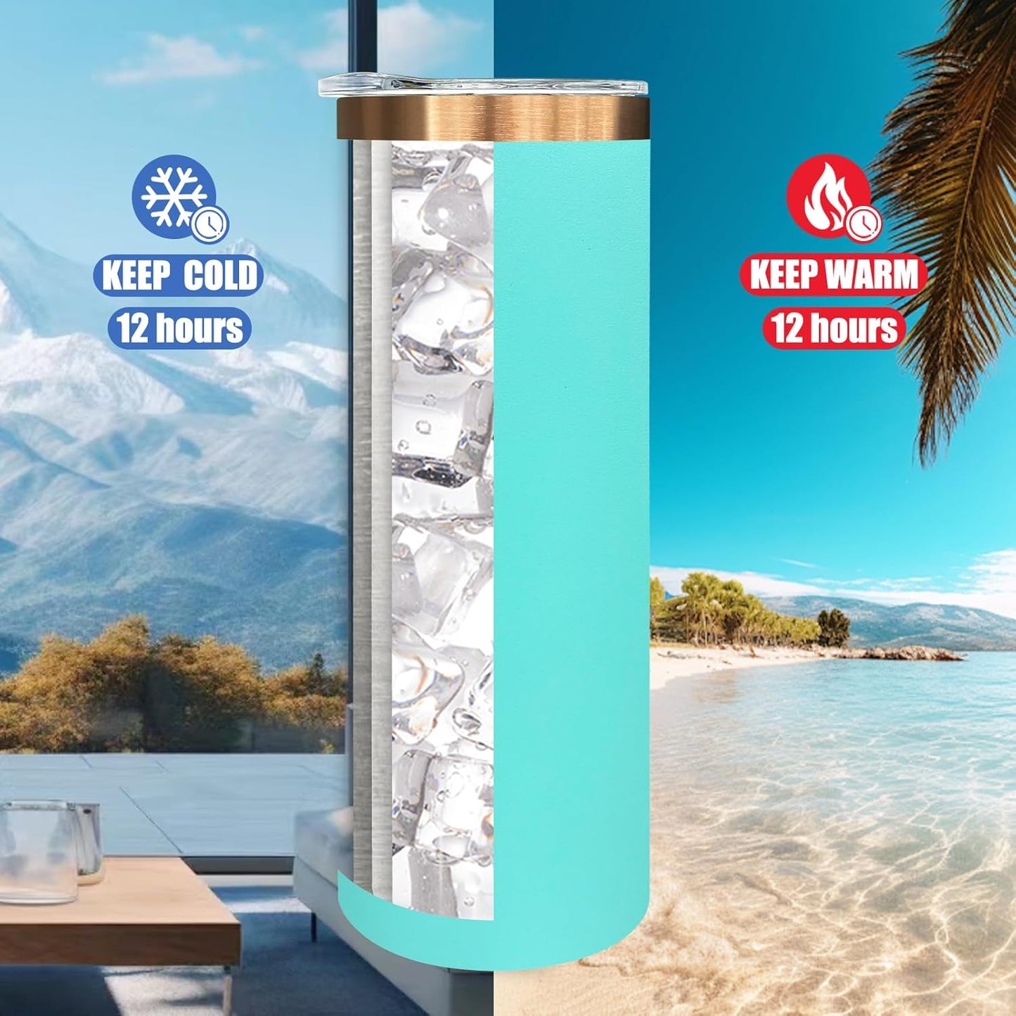 20 oz Skinny Tumblers Bulk with Lids and Straws Black,1 pack | Stainless Steel Insulated Tumbler, Double Wall Vaccum Travel Coffee Mug, Keep Drinks Cold&Hot, Powder Coated, Laser Engrave