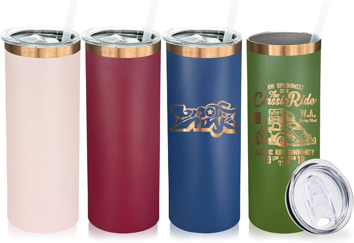20 oz Skinny Tumblers Bulk with Lids and Straws Black,1 pack | Stainless Steel Insulated Tumbler, Double Wall Vaccum Travel Coffee Mug, Keep Drinks Cold&Hot, Powder Coated, Laser Engrave