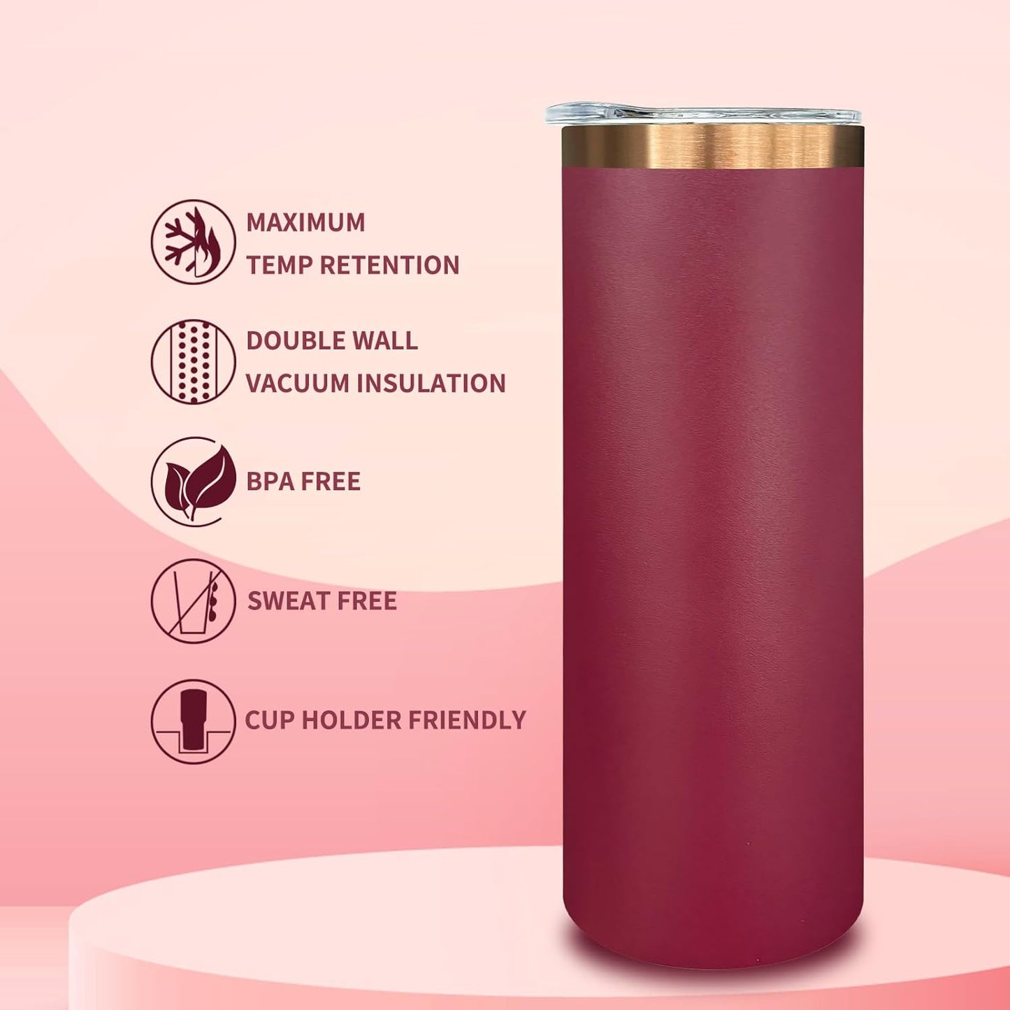 20 oz Skinny Tumblers Bulk with Lids and Straws Black,1 pack | Stainless Steel Insulated Tumbler, Double Wall Vaccum Travel Coffee Mug, Keep Drinks Cold&Hot, Powder Coated, Laser Engrave