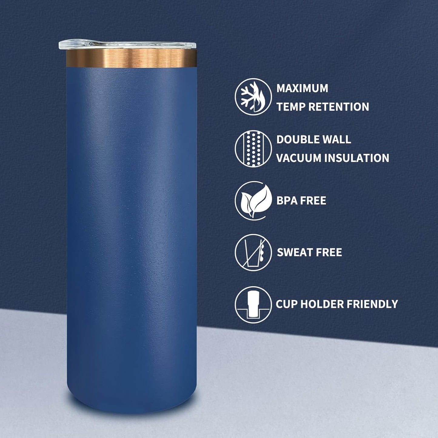 20 oz Skinny Tumblers Bulk with Lids and Straws Black,1 pack | Stainless Steel Insulated Tumbler, Double Wall Vaccum Travel Coffee Mug, Keep Drinks Cold&Hot, Powder Coated, Laser Engrave