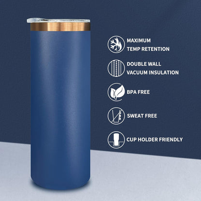 20 oz Skinny Tumblers Bulk with Lids and Straws Black,1 pack | Stainless Steel Insulated Tumbler, Double Wall Vaccum Travel Coffee Mug, Keep Drinks Cold&Hot, Powder Coated, Laser Engrave