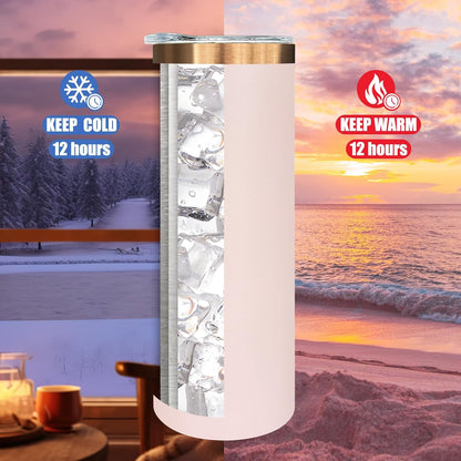 20 oz Skinny Tumblers Bulk with Lids and Straws Black,1 pack | Stainless Steel Insulated Tumbler, Double Wall Vaccum Travel Coffee Mug, Keep Drinks Cold&Hot, Powder Coated, Laser Engrave