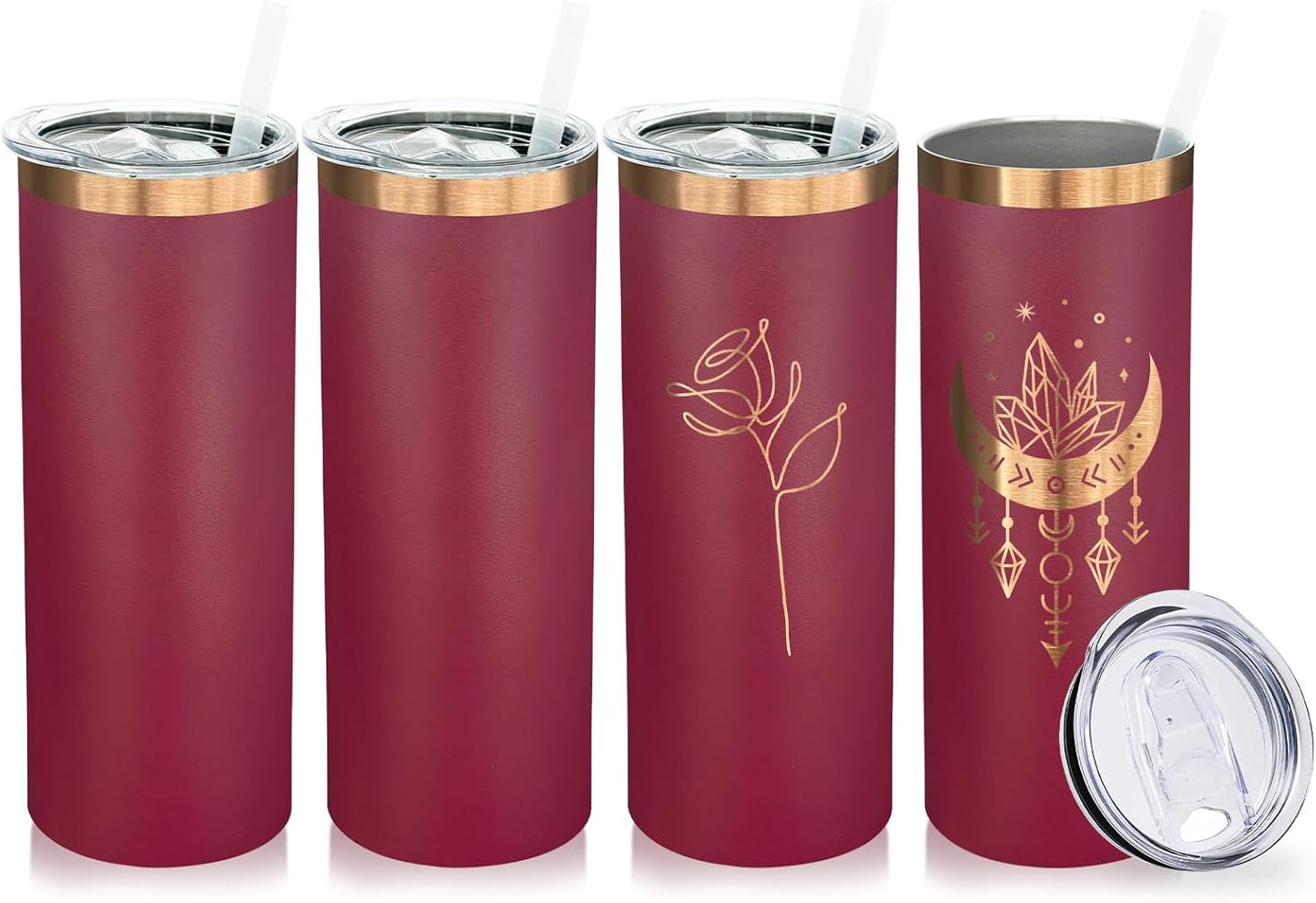 20 oz Skinny Tumblers Bulk with Lids and Straws Black,1 pack | Stainless Steel Insulated Tumbler, Double Wall Vaccum Travel Coffee Mug, Keep Drinks Cold&Hot, Powder Coated, Laser Engrave