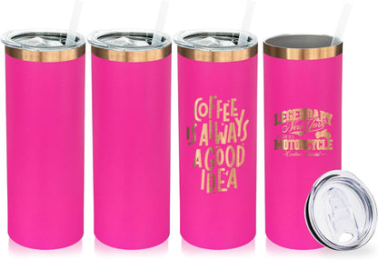 20 oz Skinny Tumblers Bulk with Lids and Straws Black,1 pack | Stainless Steel Insulated Tumbler, Double Wall Vaccum Travel Coffee Mug, Keep Drinks Cold&Hot, Powder Coated, Laser Engrave