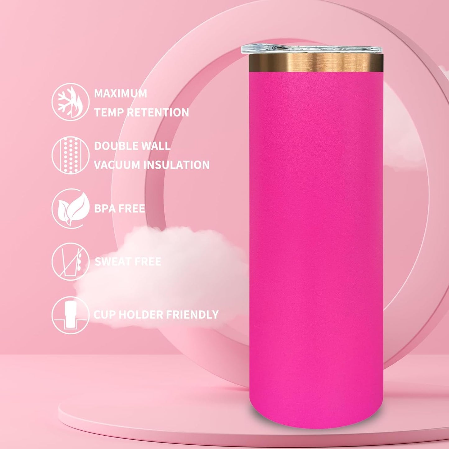 20 oz Skinny Tumblers Bulk with Lids and Straws Black,1 pack | Stainless Steel Insulated Tumbler, Double Wall Vaccum Travel Coffee Mug, Keep Drinks Cold&Hot, Powder Coated, Laser Engrave