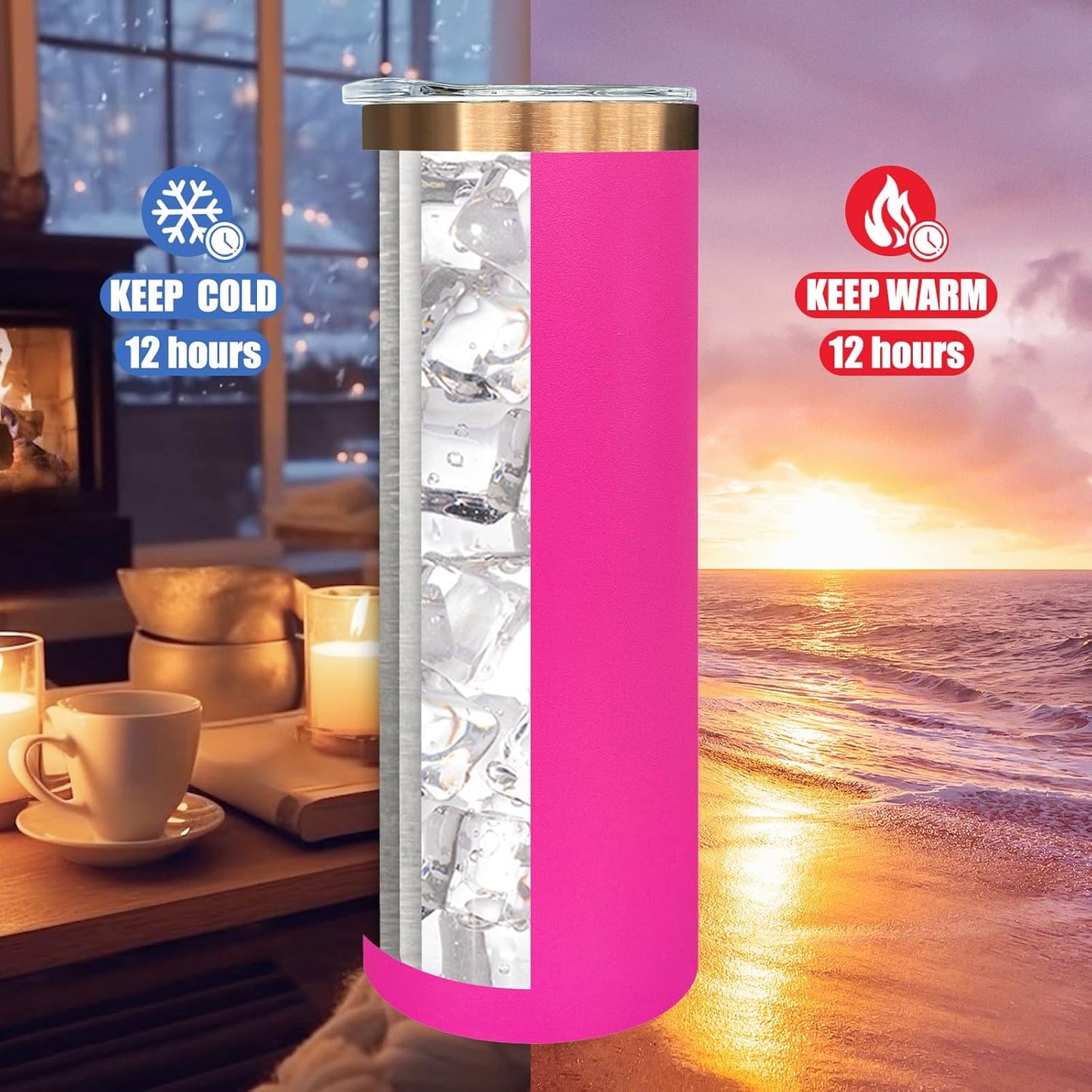 20 oz Skinny Tumblers Bulk with Lids and Straws Black,1 pack | Stainless Steel Insulated Tumbler, Double Wall Vaccum Travel Coffee Mug, Keep Drinks Cold&Hot, Powder Coated, Laser Engrave