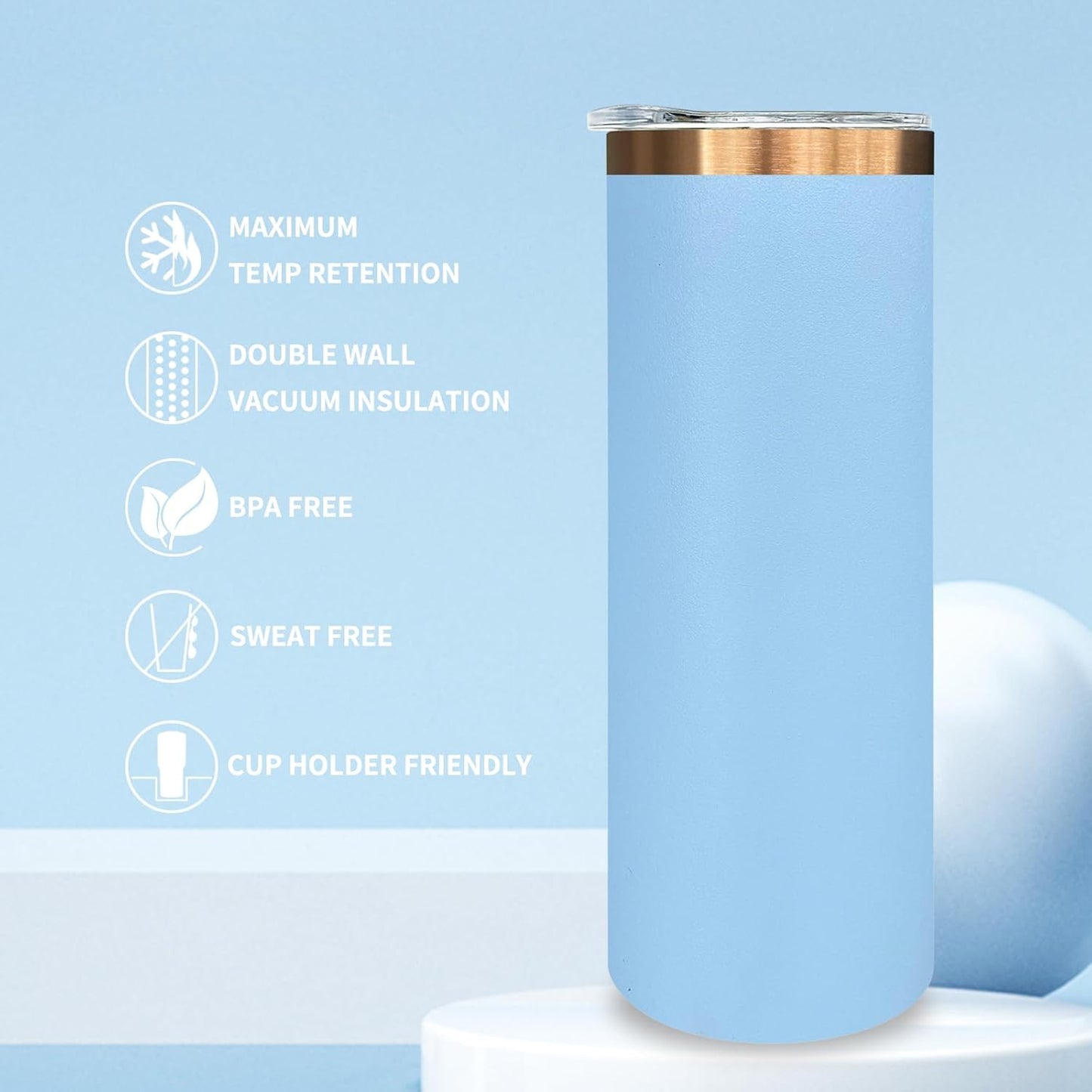 20 oz Skinny Tumblers Bulk with Lids and Straws Black,1 pack | Stainless Steel Insulated Tumbler, Double Wall Vaccum Travel Coffee Mug, Keep Drinks Cold&Hot, Powder Coated, Laser Engrave
