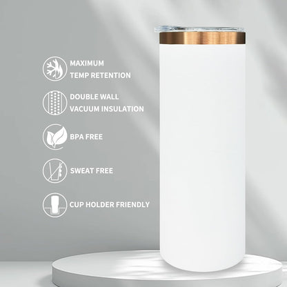 20 oz Skinny Tumblers Bulk with Lids and Straws Black,1 pack | Stainless Steel Insulated Tumbler, Double Wall Vaccum Travel Coffee Mug, Keep Drinks Cold&Hot, Powder Coated, Laser Engrave