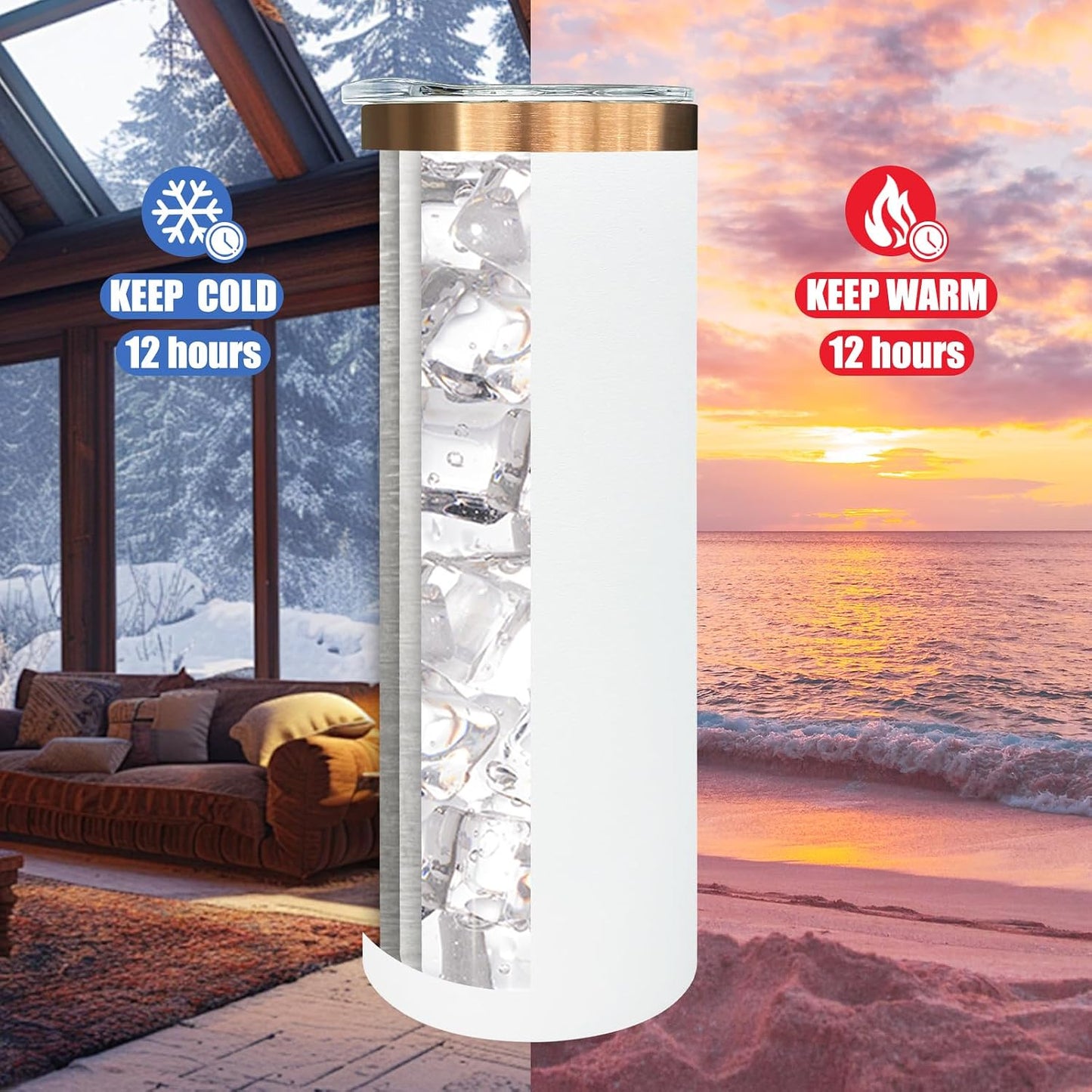 20 oz Skinny Tumblers Bulk with Lids and Straws Black,1 pack | Stainless Steel Insulated Tumbler, Double Wall Vaccum Travel Coffee Mug, Keep Drinks Cold&Hot, Powder Coated, Laser Engrave