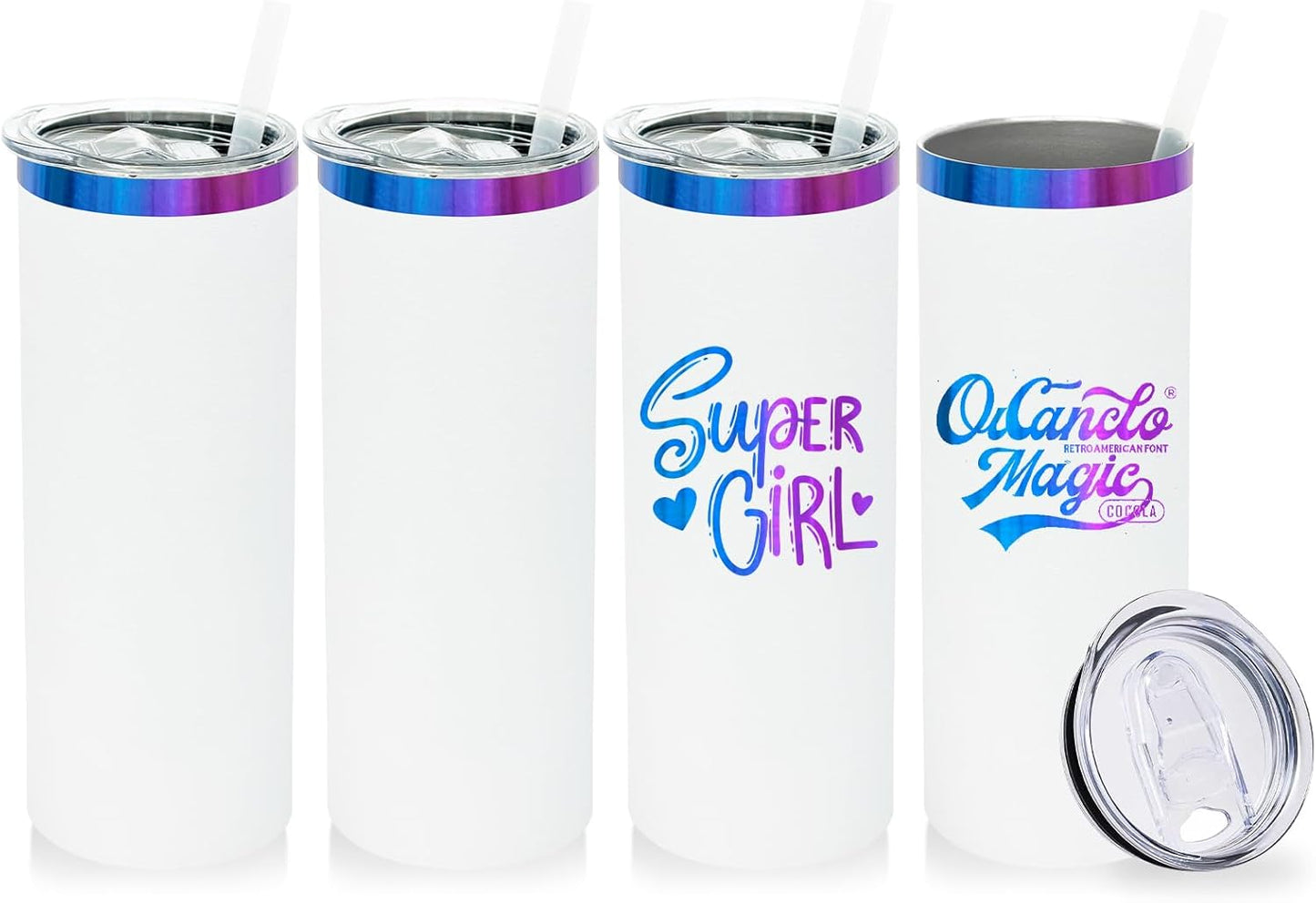 20 oz Skinny Tumblers Bulk with Lids and Straws Black,1 pack | Stainless Steel Insulated Tumbler, Double Wall Vaccum Travel Coffee Mug, Keep Drinks Cold&Hot, Powder Coated, Laser Engrave
