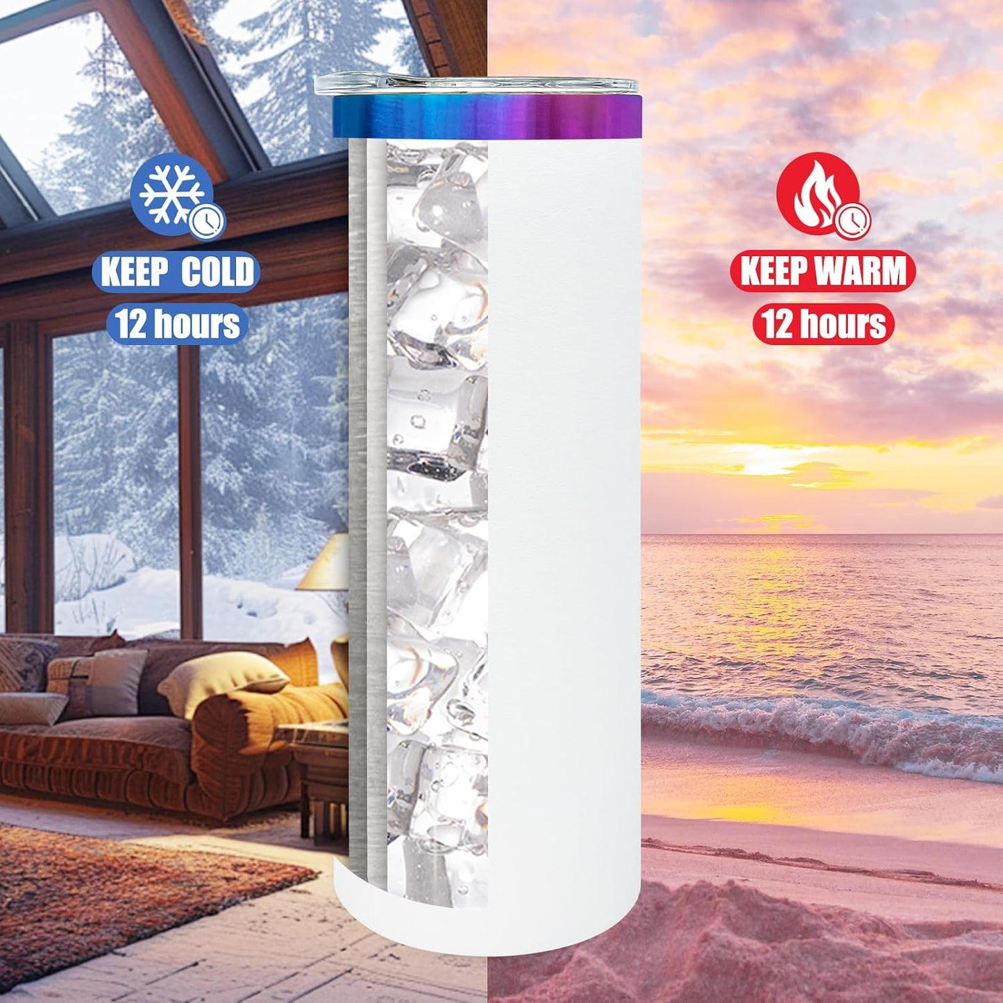 20 oz Skinny Tumblers Bulk with Lids and Straws Black,1 pack | Stainless Steel Insulated Tumbler, Double Wall Vaccum Travel Coffee Mug, Keep Drinks Cold&Hot, Powder Coated, Laser Engrave