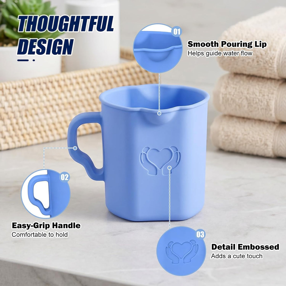 Baby Bath Rinse Cup, 100% Soft Silicone, Grey, for Hair Washing