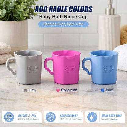 Baby Bath Rinse Cup, 100% Soft Silicone, Grey, for Hair Washing