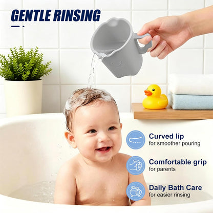 Baby Bath Rinse Cup, 100% Soft Silicone, Grey, for Hair Washing