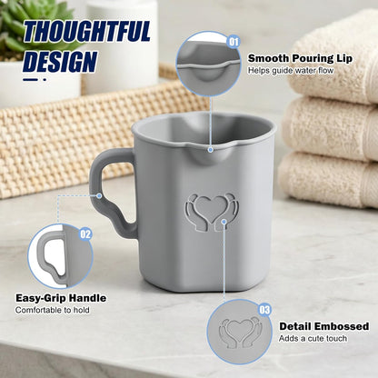 Baby Bath Rinse Cup, 100% Soft Silicone, Grey, for Hair Washing