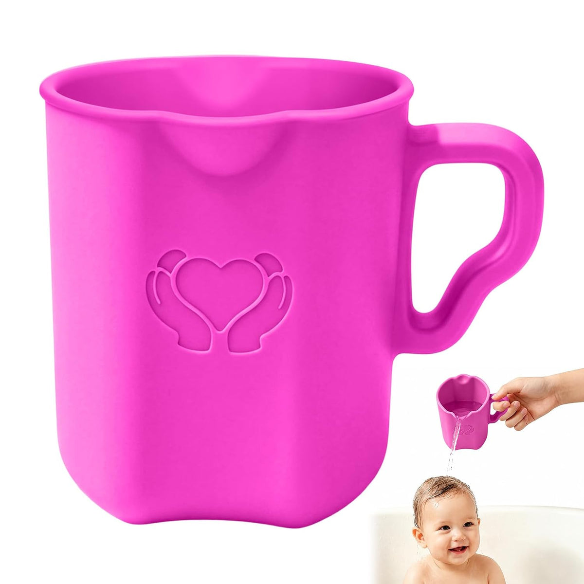 Baby Bath Rinse Cup, 100% Soft Silicone, Grey, for Hair Washing