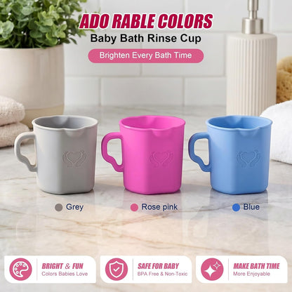 Baby Bath Rinse Cup, 100% Soft Silicone, Grey, for Hair Washing