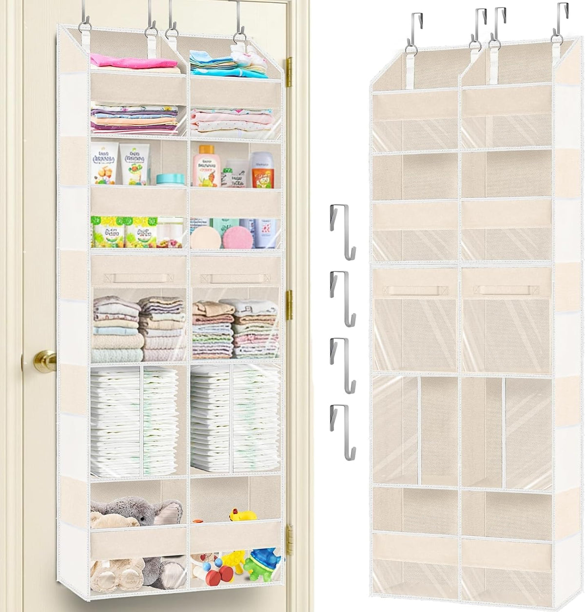 Extra Large Door Storage of 8 Compartments & 2 Drawers