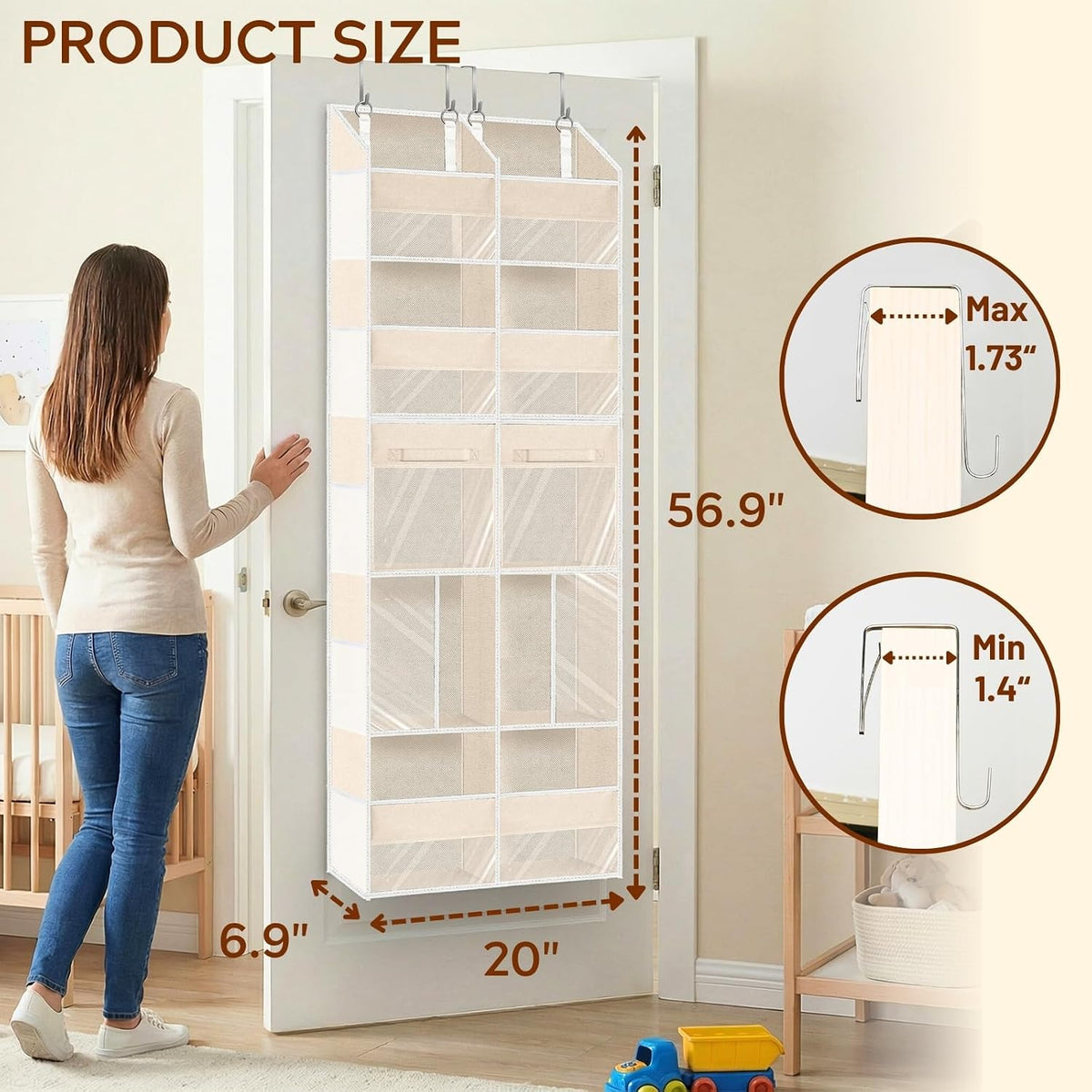 Extra Large Door Storage of 8 Compartments & 2 Drawers