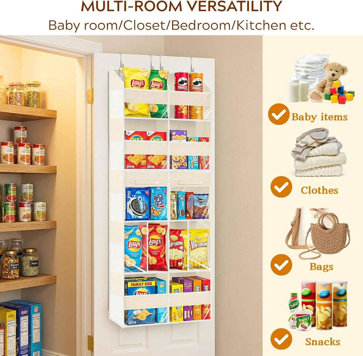 Extra Large Door Storage of 8 Compartments & 2 Drawers