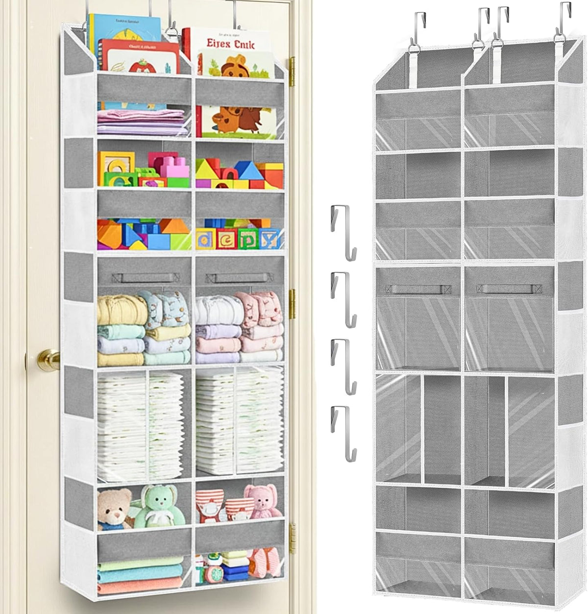 Extra Large Door Storage of 8 Compartments & 2 Drawers