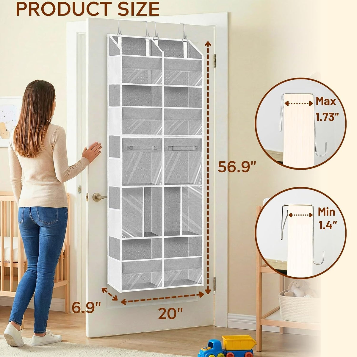 Extra Large Door Storage of 8 Compartments & 2 Drawers