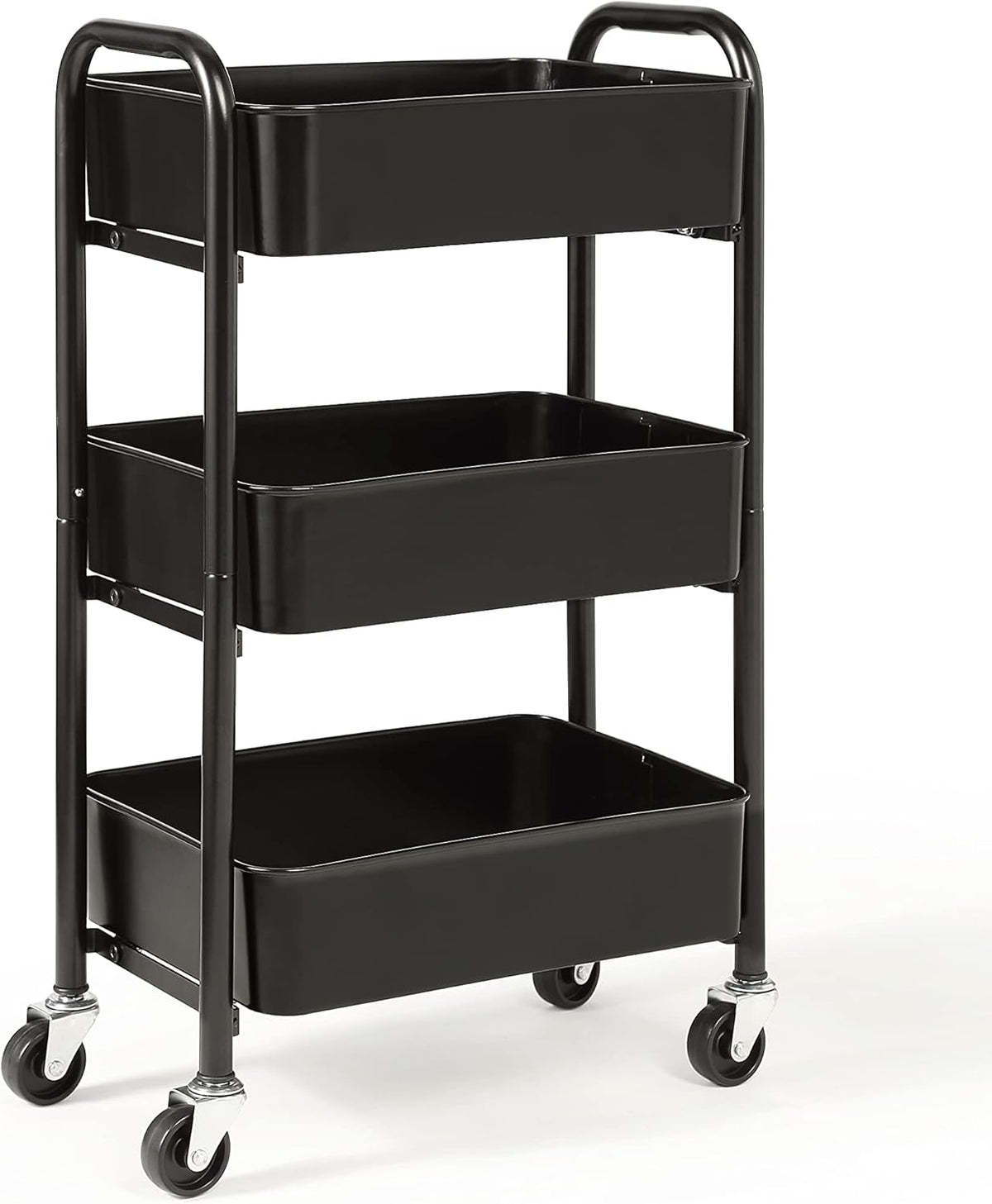 3-Tier Delicate Compact Rolling Metal Storage Organizer - Mobile Utility Cart Kitchen/Under Desk Cart with Caster Wheels - Blue (15.35" X 10.24" X 26.8"H)