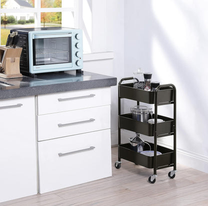 3-Tier Delicate Compact Rolling Metal Storage Organizer - Mobile Utility Cart Kitchen/Under Desk Cart with Caster Wheels - Blue (15.35" X 10.24" X 26.8"H)