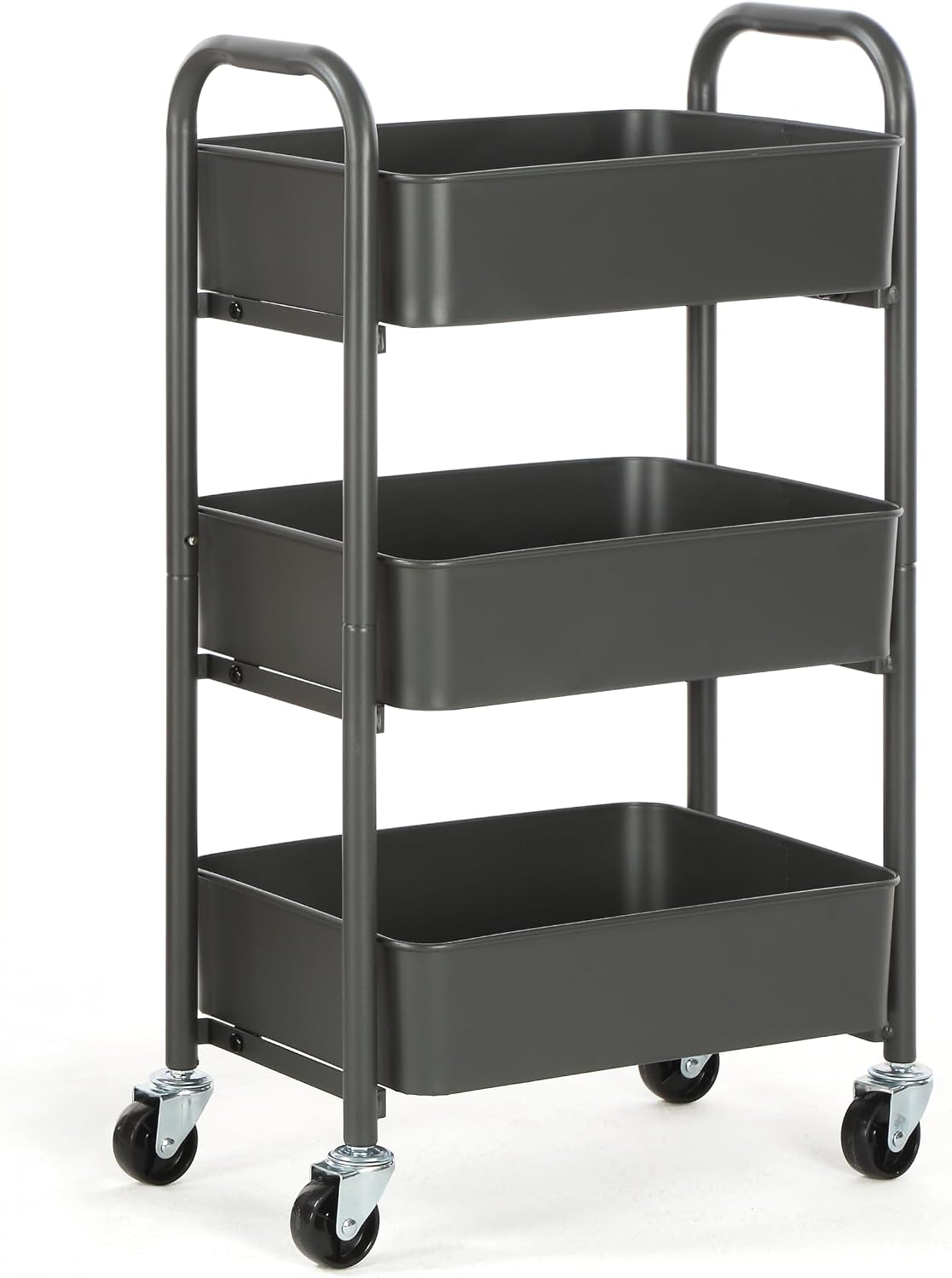 3-Tier Delicate Compact Rolling Metal Storage Organizer - Mobile Utility Cart Kitchen/Under Desk Cart with Caster Wheels - Blue (15.35" X 10.24" X 26.8"H)