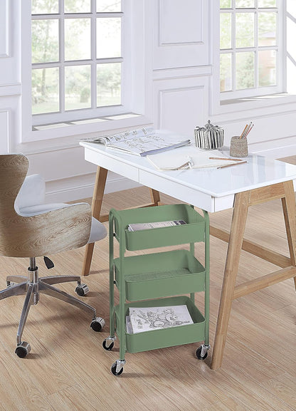 3-Tier Delicate Compact Rolling Metal Storage Organizer - Mobile Utility Cart Kitchen/Under Desk Cart with Caster Wheels - Blue (15.35" X 10.24" X 26.8"H)