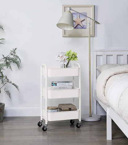 3-Tier Delicate Compact Rolling Metal Storage Organizer - Mobile Utility Cart Kitchen/Under Desk Cart with Caster Wheels - Blue (15.35" X 10.24" X 26.8"H)