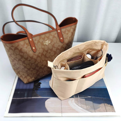 Purse Organizer Insert Tote Handbag Divider, Large, Beige