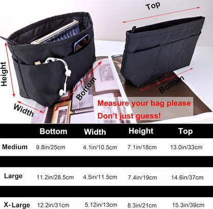 Purse Organizer Insert Tote Handbag Divider, Large, Beige